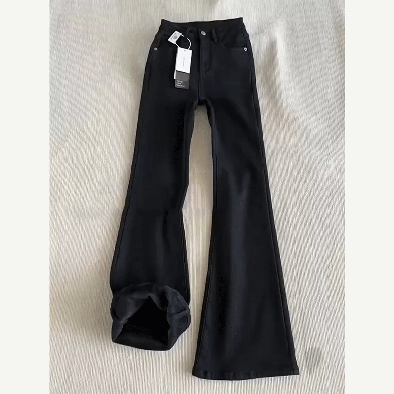 黑色柳叶弯刀牛仔裤男款秋冬美式复古vibe风裤子高腰不贴腿微喇裤