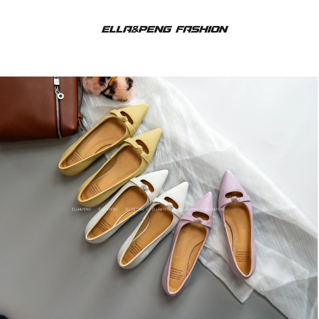 E/P‘STUDIO-牛皮平底2.5CM/高跟6.5CM-尖头蝴蝶结法式小香风百搭