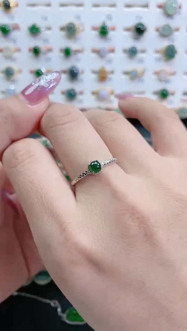 银S925镶嵌戒指翡翠天然翡翠
