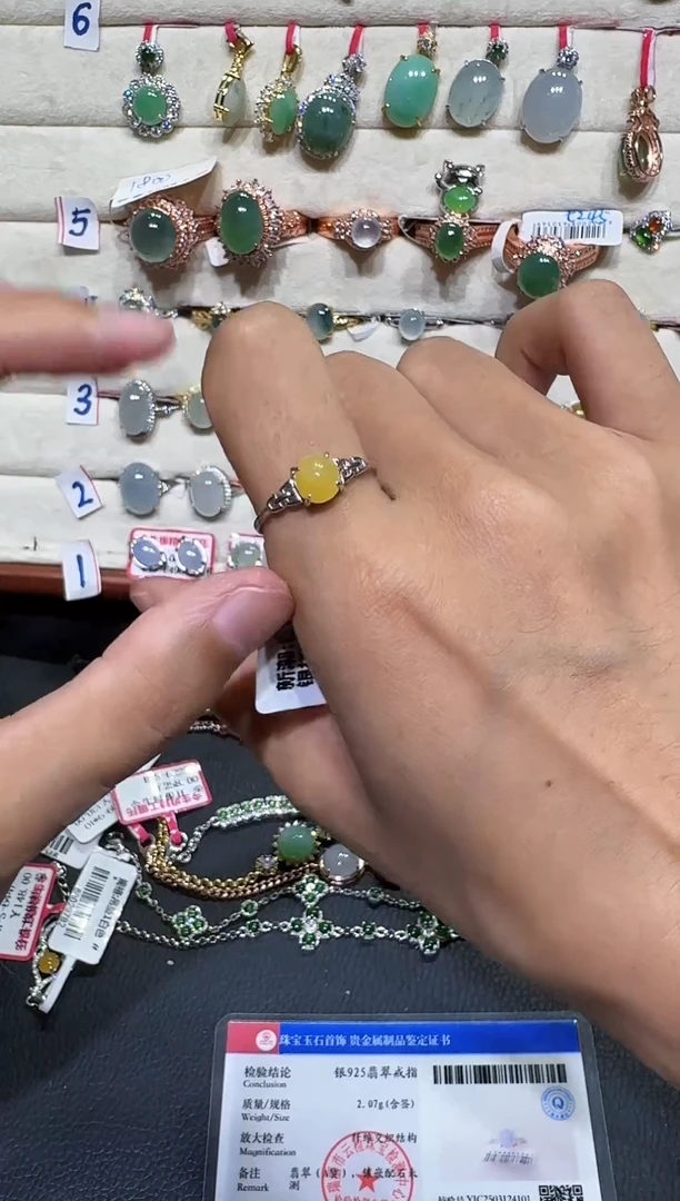 翡翠戒指银S925镶嵌戒指332