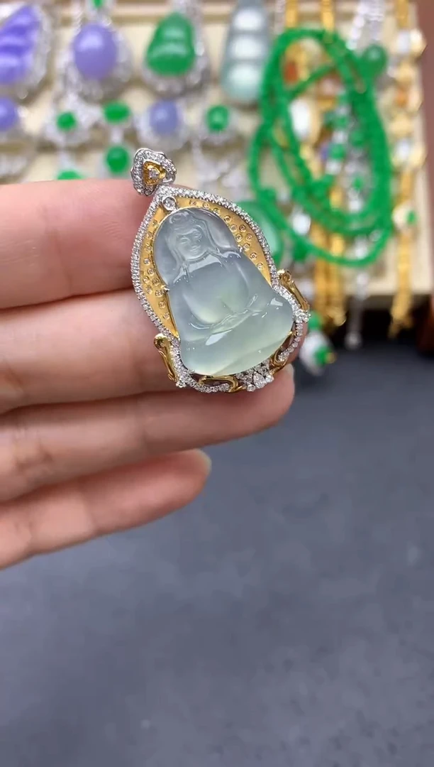 翡翠18K金镶嵌颈饰632中国好珍宝