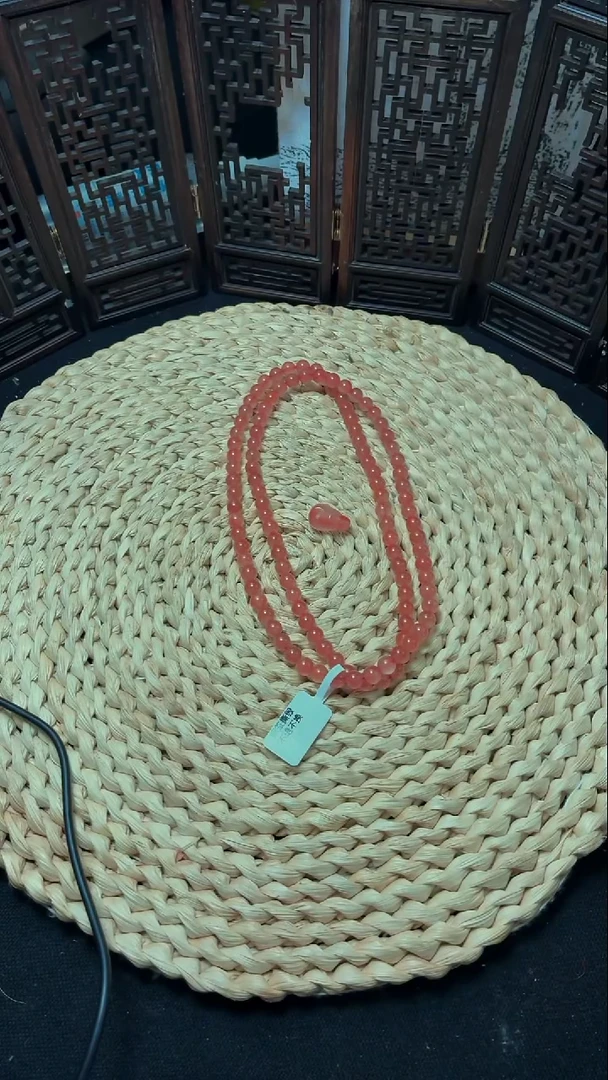 未镶嵌多圈南红玛瑙琴**画6mm冰粉多圈