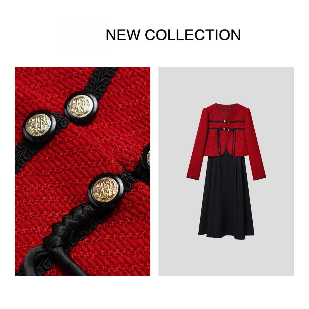 【小依专享】D5356020 冬季女装新款时尚长裙套装优雅魅力-6020