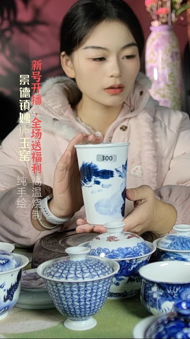 盘陶妙庐玉窑可乐杯300微瑕