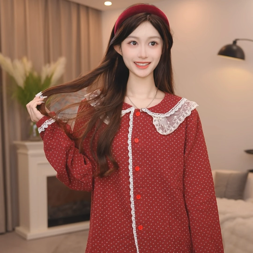 板栗小姐【恋歌】新款春秋高级长袖女士睡衣两件套家居服