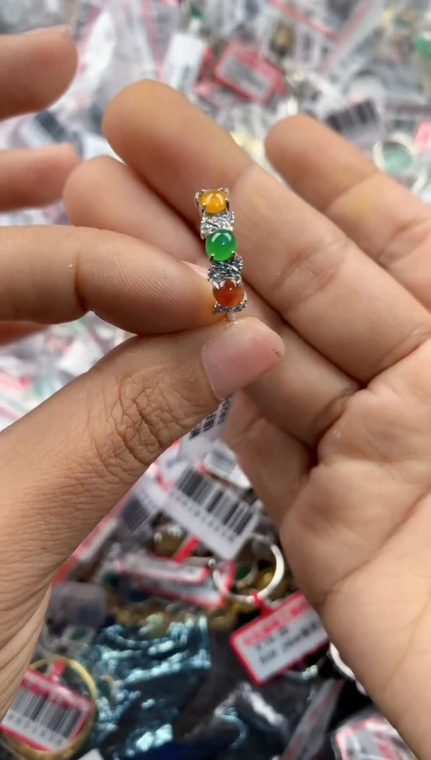 银S925镶嵌戒指翡翠4444----4