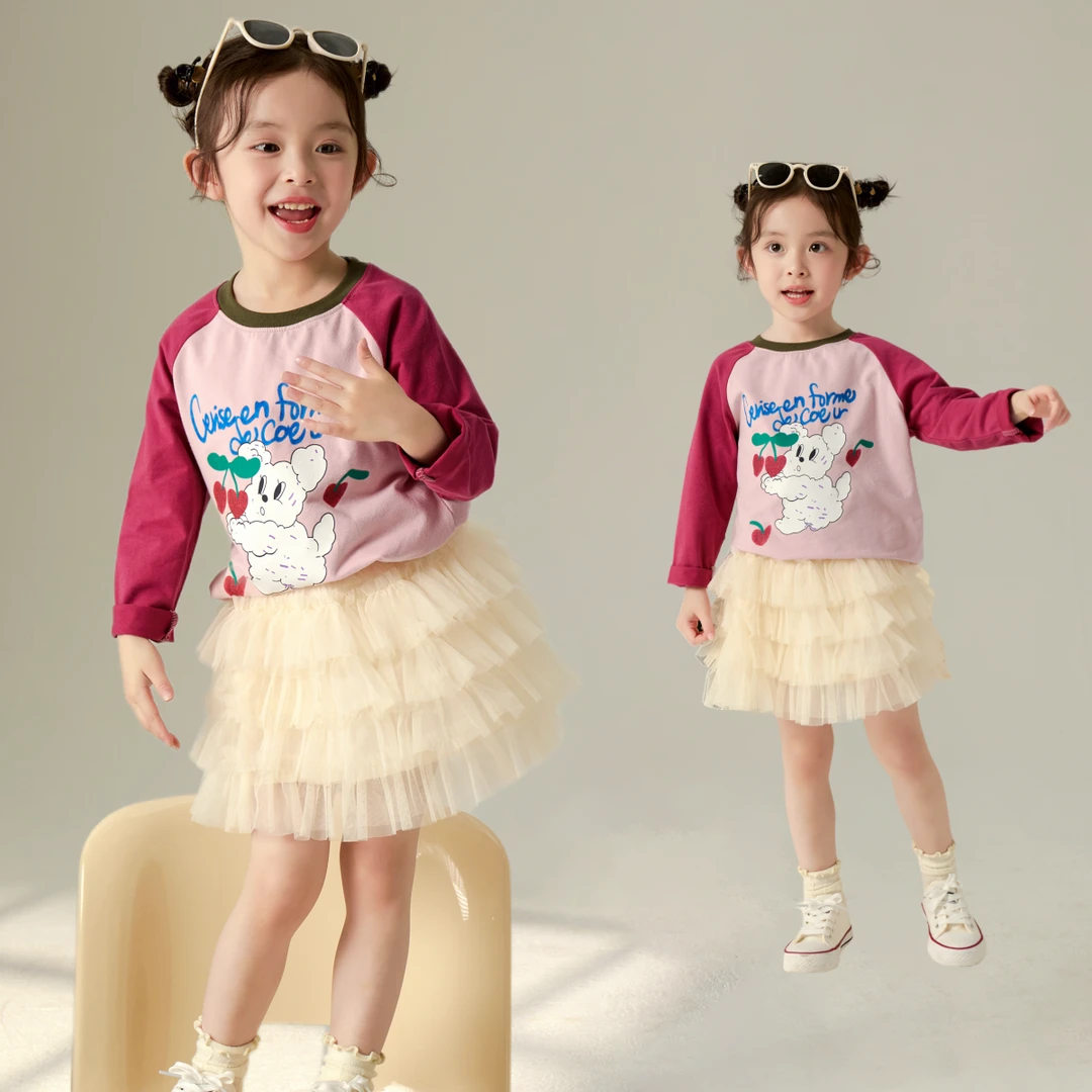 现货【萌萌T】95棉春装4722女童卡通洋气百搭T恤透气软糯舒适长袖