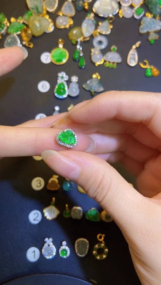 吊坠(不含链)银S925镶嵌翡翠1