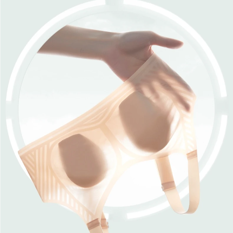 冰皮面膜杯内衣女薄款大胸显小胸兔耳朵无痕超薄款文胸罩-8813