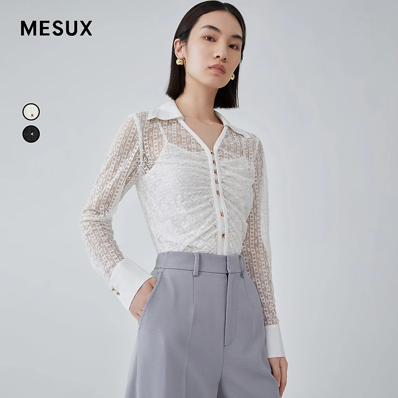 MESUX米岫蕾丝时尚衬衫MKFUC428