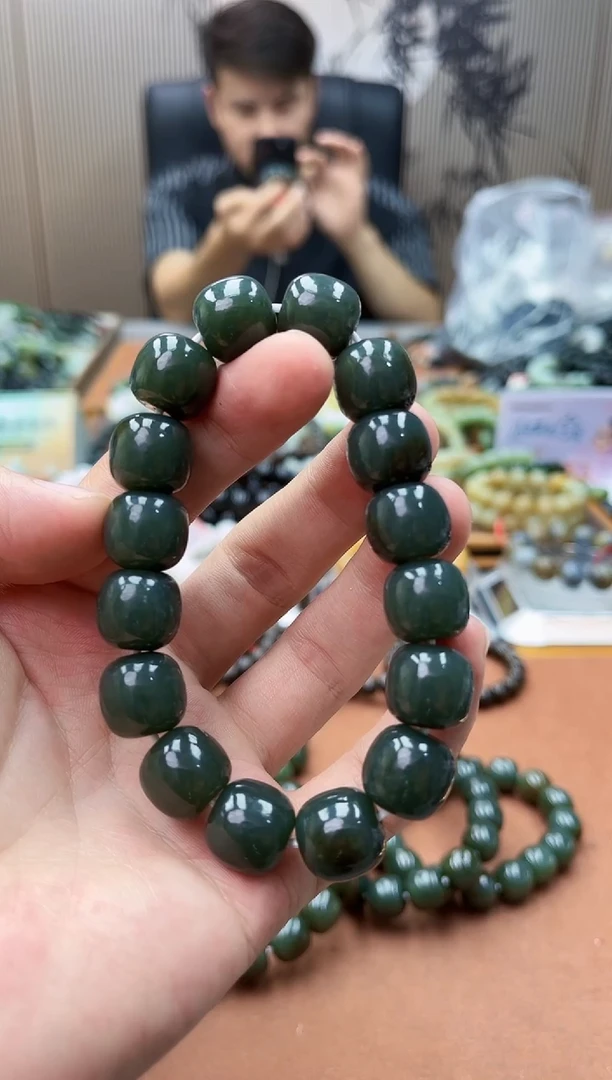 手串未镶嵌和田玉纯天然新疆且末蓝带糖14