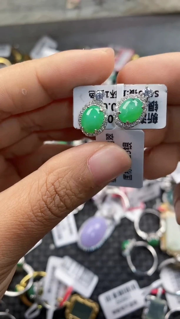 银S925镶嵌戒指翡翠333  4Q