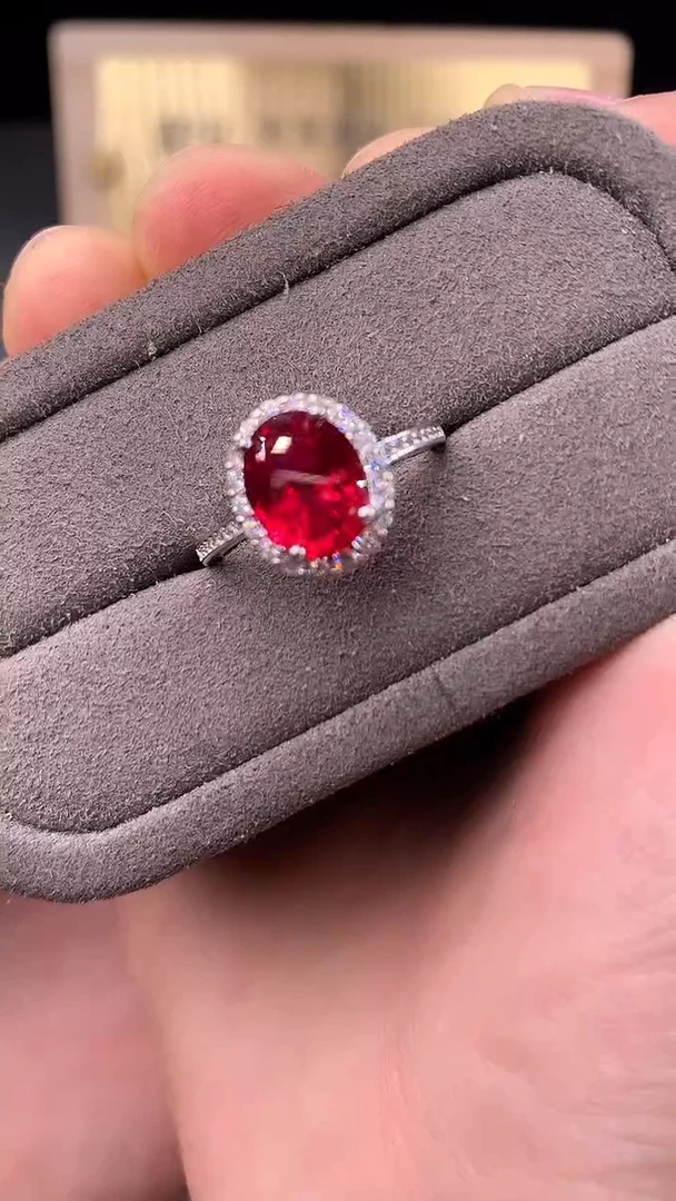 银S925镶嵌戒指红宝石2325