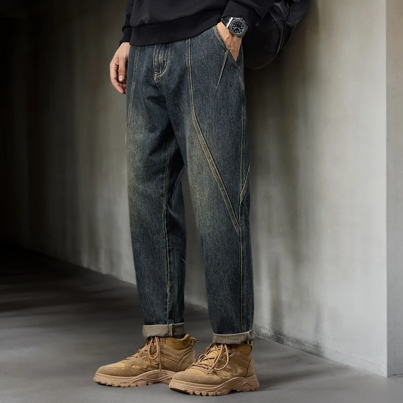 九牧王牛仔裤百搭宽松休闲高端潮流直筒秋冬加绒加厚新款男裤