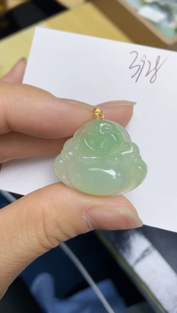 翡翠18K金镶嵌颈饰 天然翡翠A货