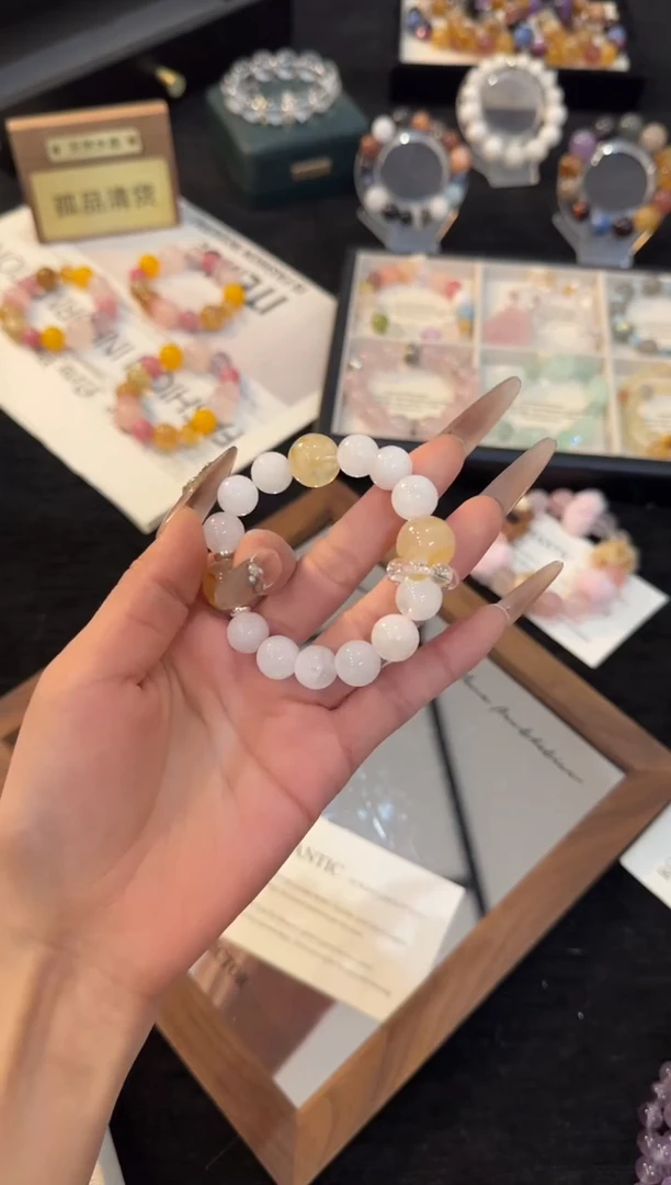 银S925镶嵌手链水晶白幽灵手链x3259