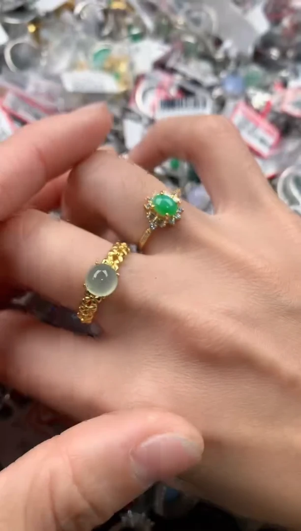 银S925镶嵌戒指翡翠111   2