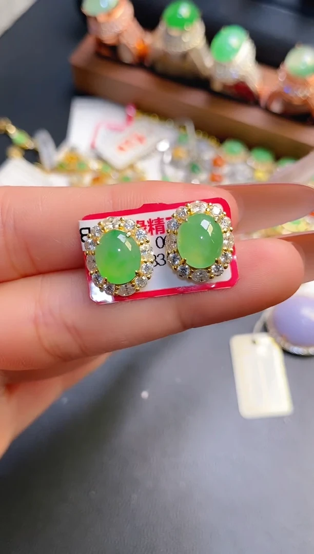 银S925镶嵌戒指翡翠天然