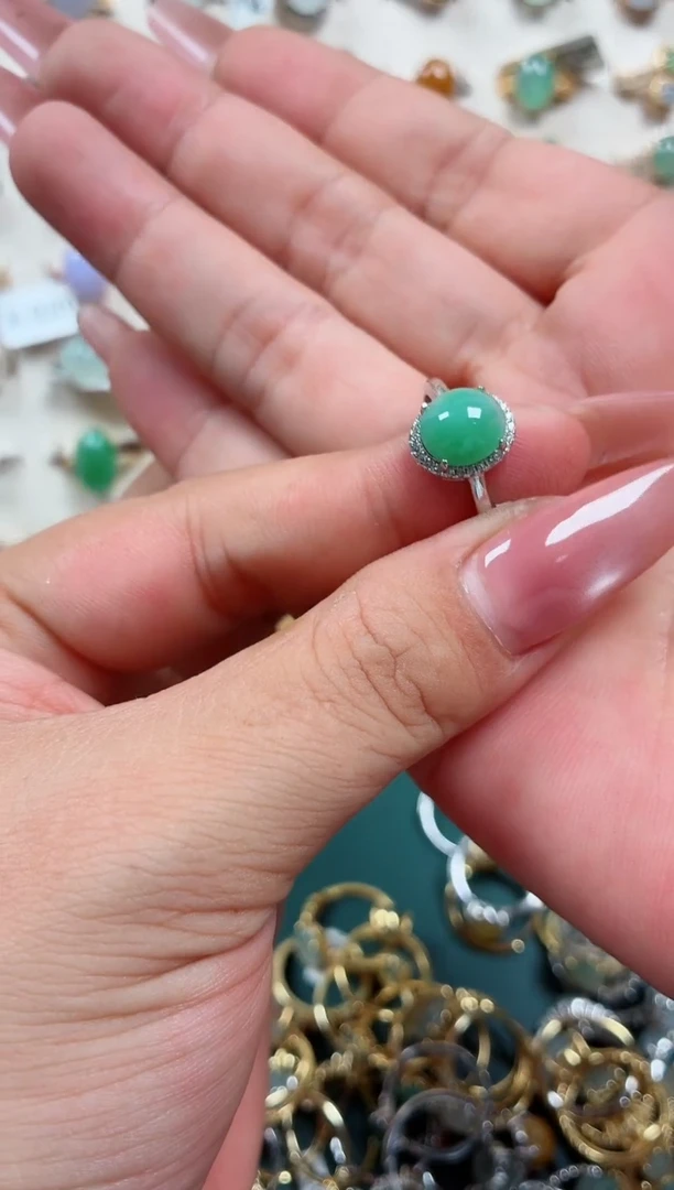 银S925镶嵌戒指翡翠.