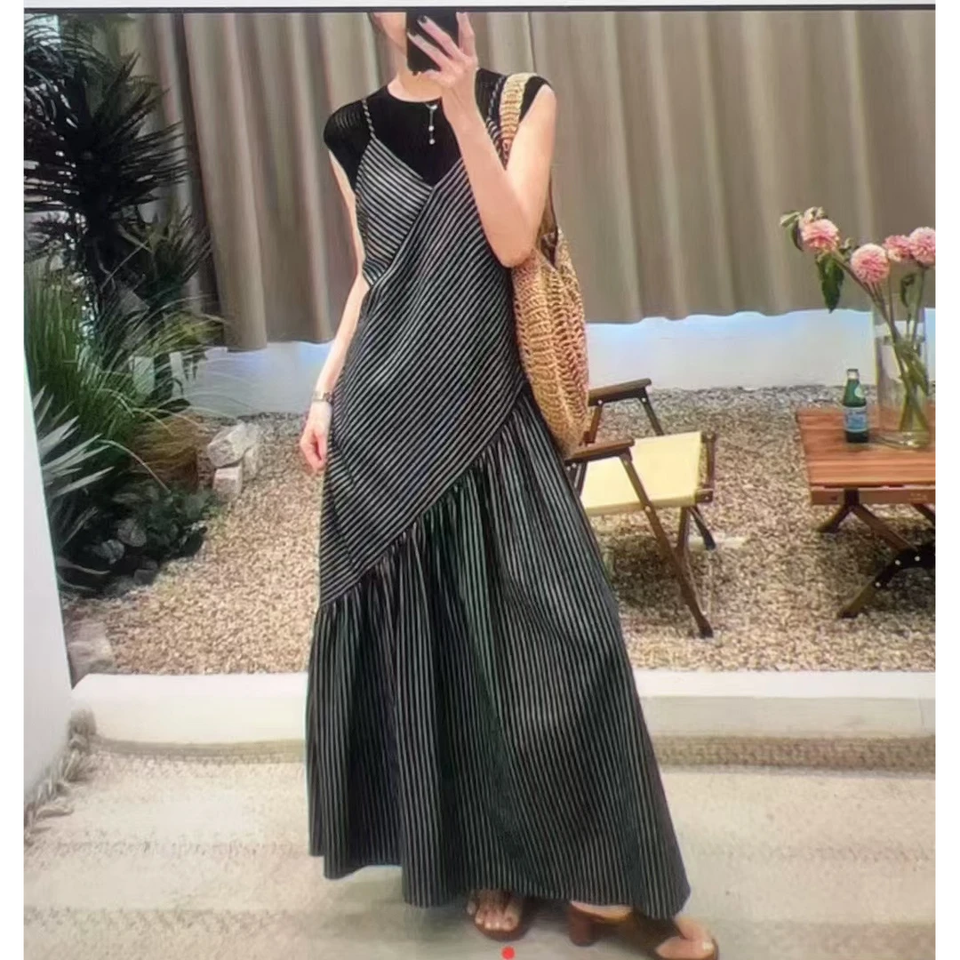 连衣裙2025条纹吊带裙