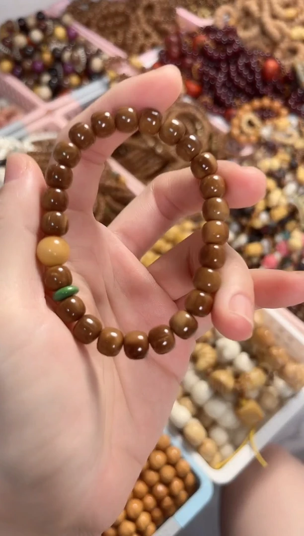 石英质玉（黄龙玉）未镶嵌手串库克老型8mm搭配黄龙玉多样性发其一