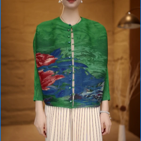 ZZM新款国风气质褶皱显瘦国风优雅抖抖洋气上衣外套663