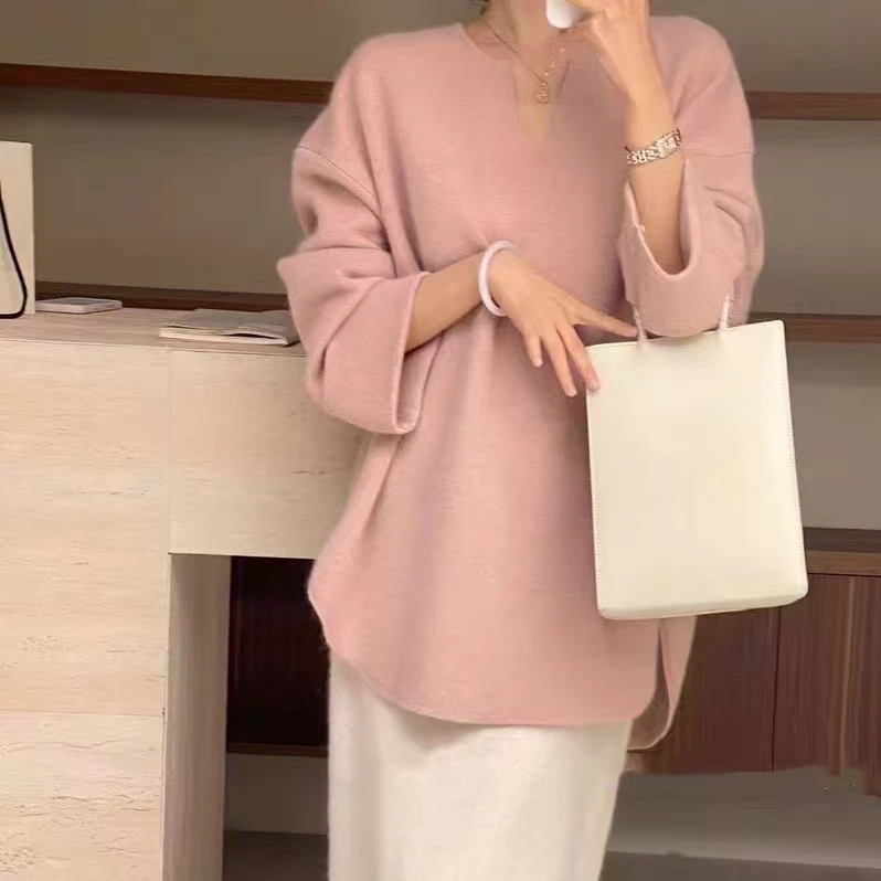 021#新款宽松圆领休闲长袖针织衫套头7