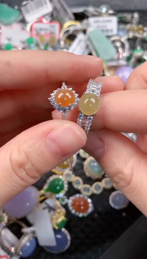 银S925镶嵌戒指翡翠888      9