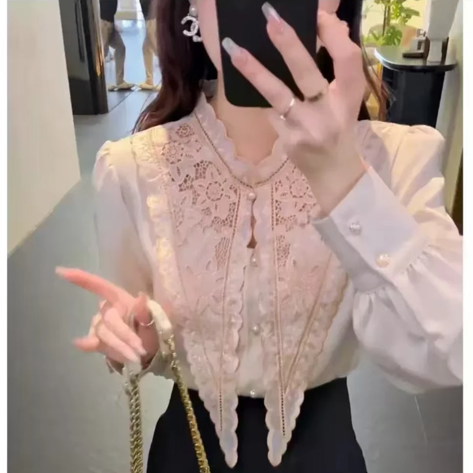 春秋新款尖领衬衫衬衫设计感时尚气质衬衣显瘦女士上衣9932-1衣58