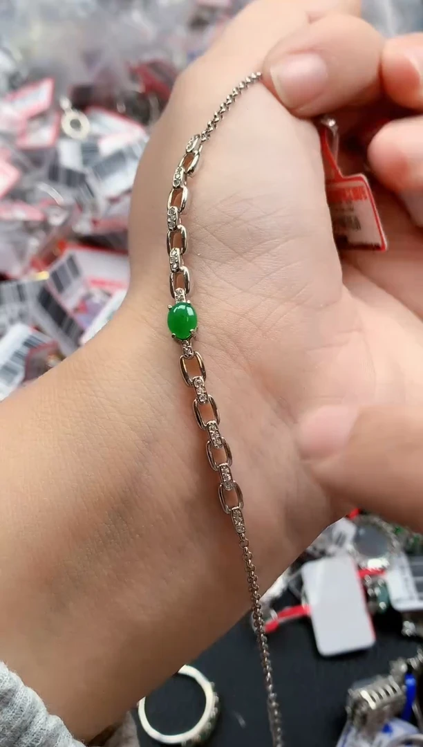 银S925镶嵌戒指翡翠天然A货缅甸翡翠