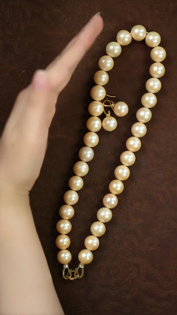 颈饰未镶嵌淡水珍珠闪购 项链13.7-14mm+耳环