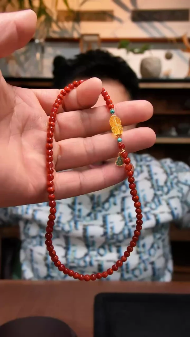 银S925镶嵌手串南红玛瑙S925银南红双圈手串DN5*