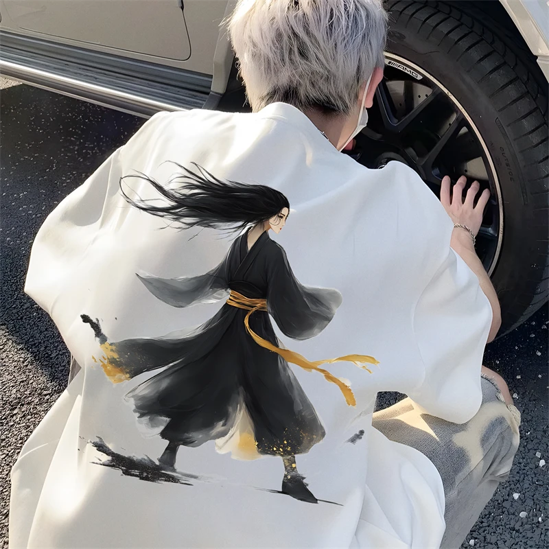 100%纯棉重磅美式复古短袖t恤男女夏季2025新款宽松印花潮ins半袖