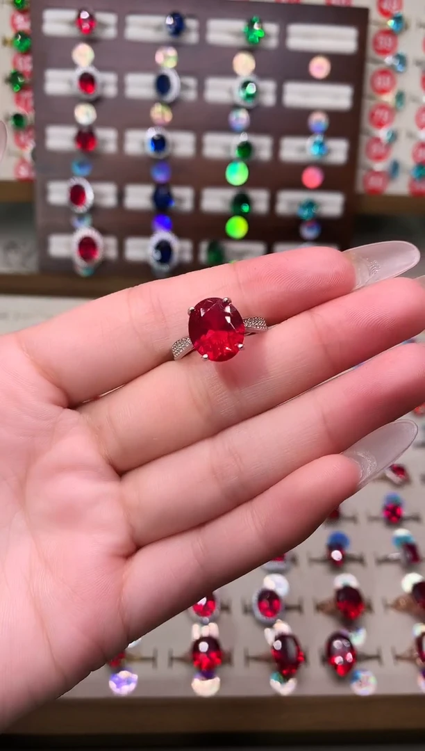 无925银典藏 轻奢 鸽血红红色系9*11银托戒指