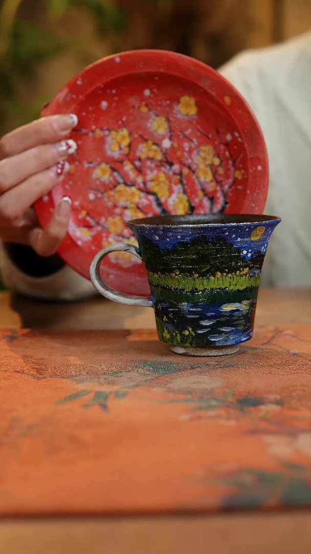 【闪购商品】瓷片1961景德镇手工手绘釉下彩高温瓷