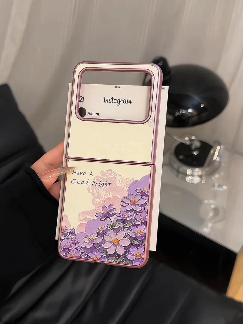 （华为novaflip系列）金属皮革折叠屏适用华为NOVAFLIP手机壳山茶花