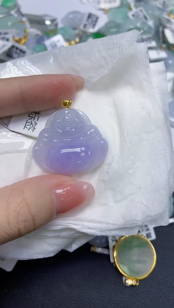 颈饰18K金镶嵌翡翠天然缅甸翡翠A货多样性发一件