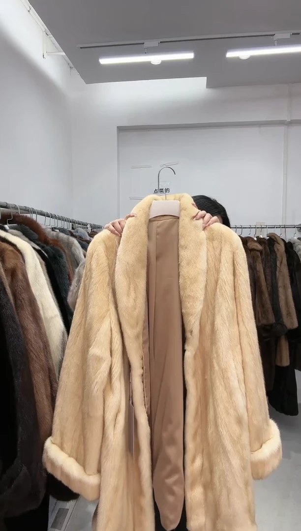 120长金黄青果领挽袖 小橙子皮草直播间