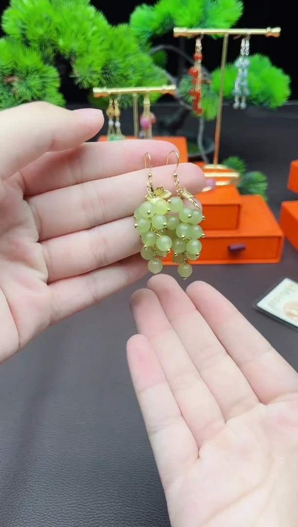 东陵石银S925镶嵌耳饰229