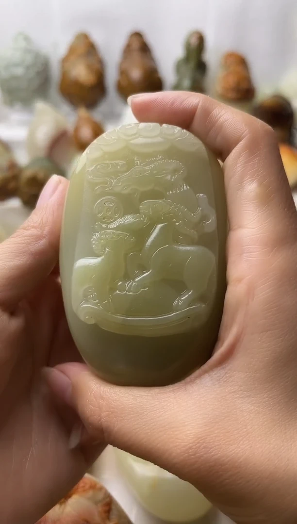 石材方解石棉纹正常不退换三羊开泰