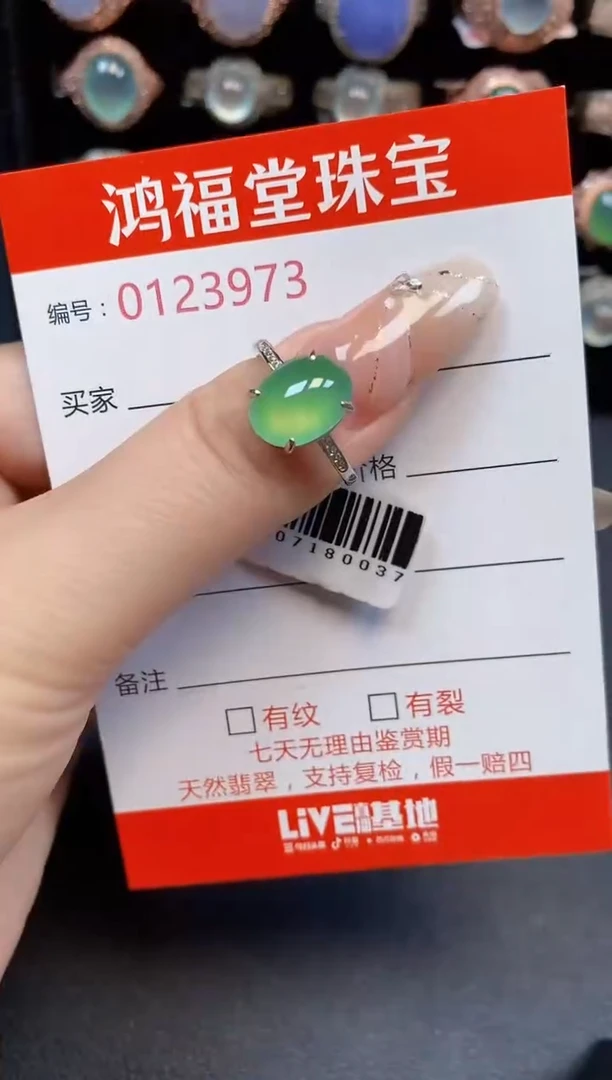 银S925镶嵌戒指翡翠3973