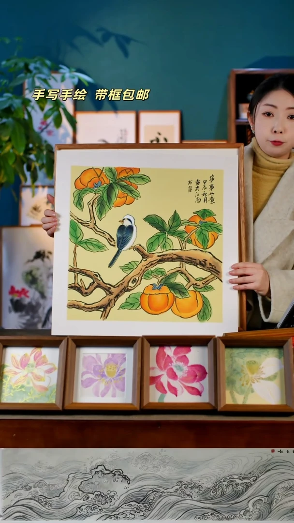 书法事柿子  多