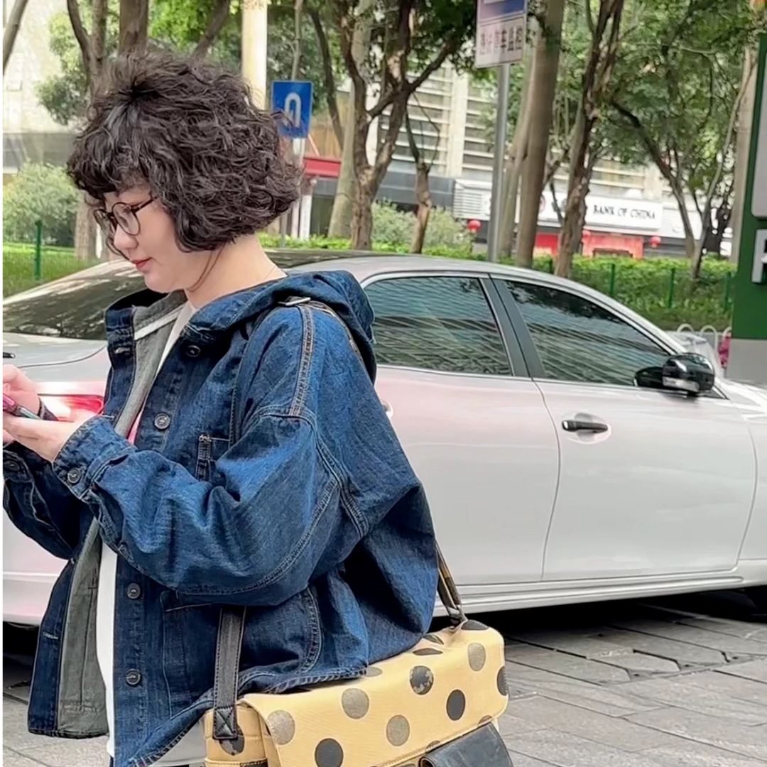 夏沐家春款连帽牛仔休闲百搭外套8344
