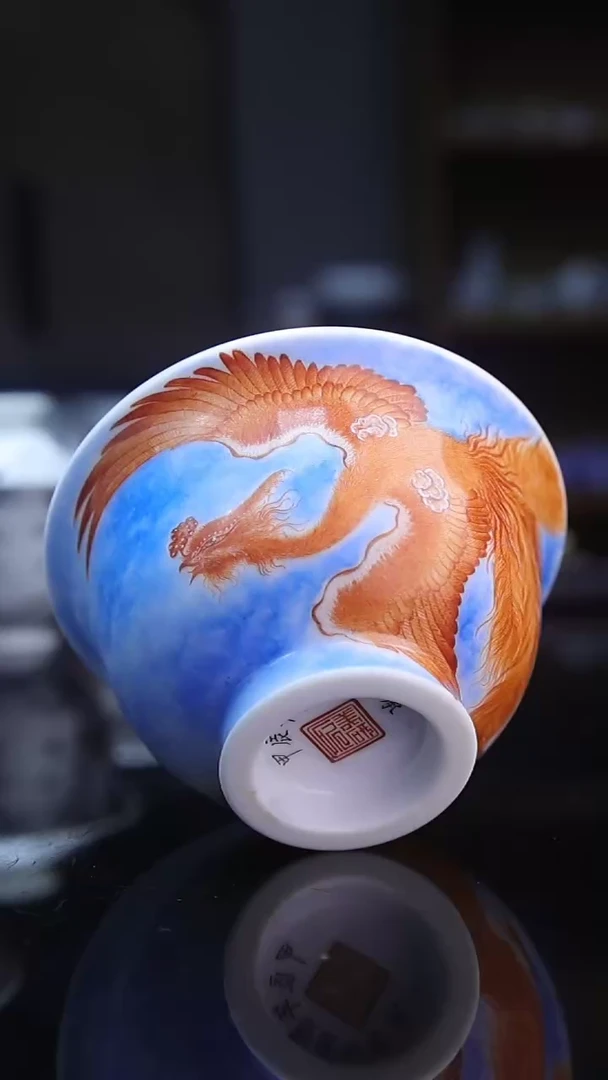 【闪购商品】景德镇全手绘矾红凤凰