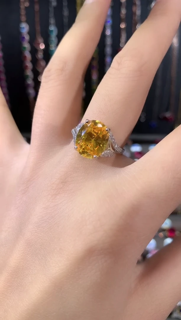 无925银金丝雀色戒指
