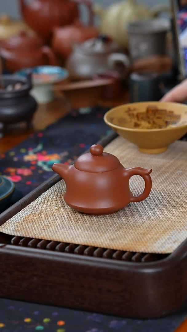 茶壶紫砂金钟 60CC 朱泥 微瑕