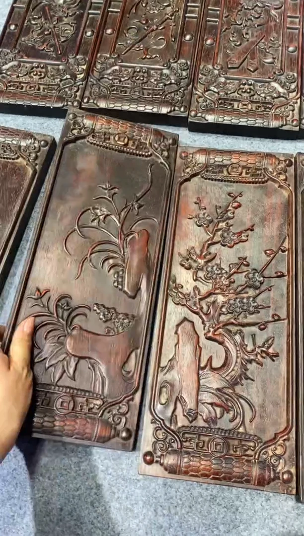 香榧木紫檀拆件雕刻板以直播间实物为准微瑕老物件