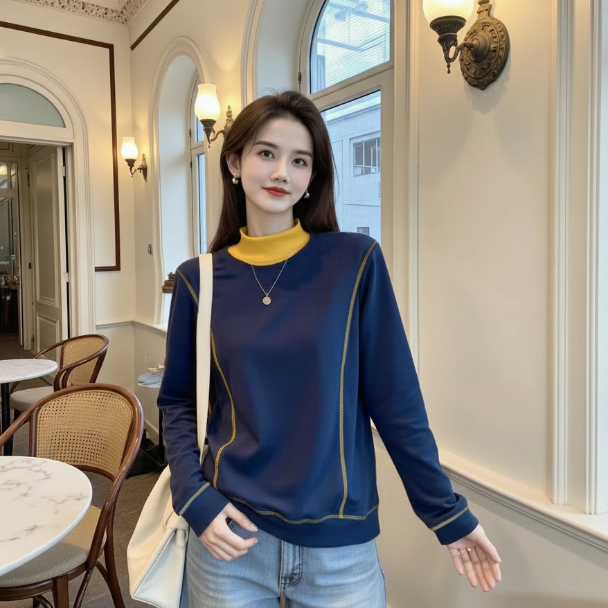 【随性】正肩卫衣加绒保暖打底单穿卫衣长袖时尚