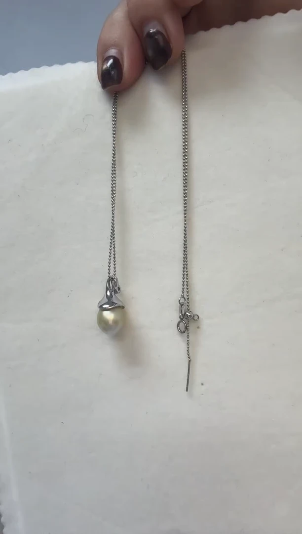 未镶嵌颈饰海水珍珠南洋金珠10.5mm+S925银一体链