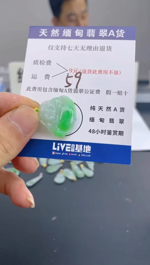 颈饰18K金镶嵌翡翠天然A货翡翠